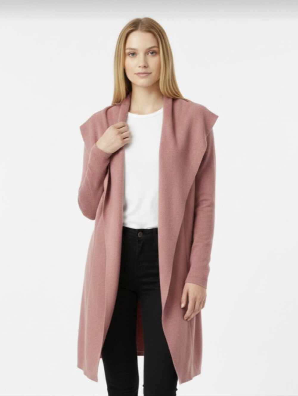 NWT@$65! ASHLEY STEWART! MAUVE PINK  DUSTER LENGTH CARDIGAN SWEATER! SZ 10/12
